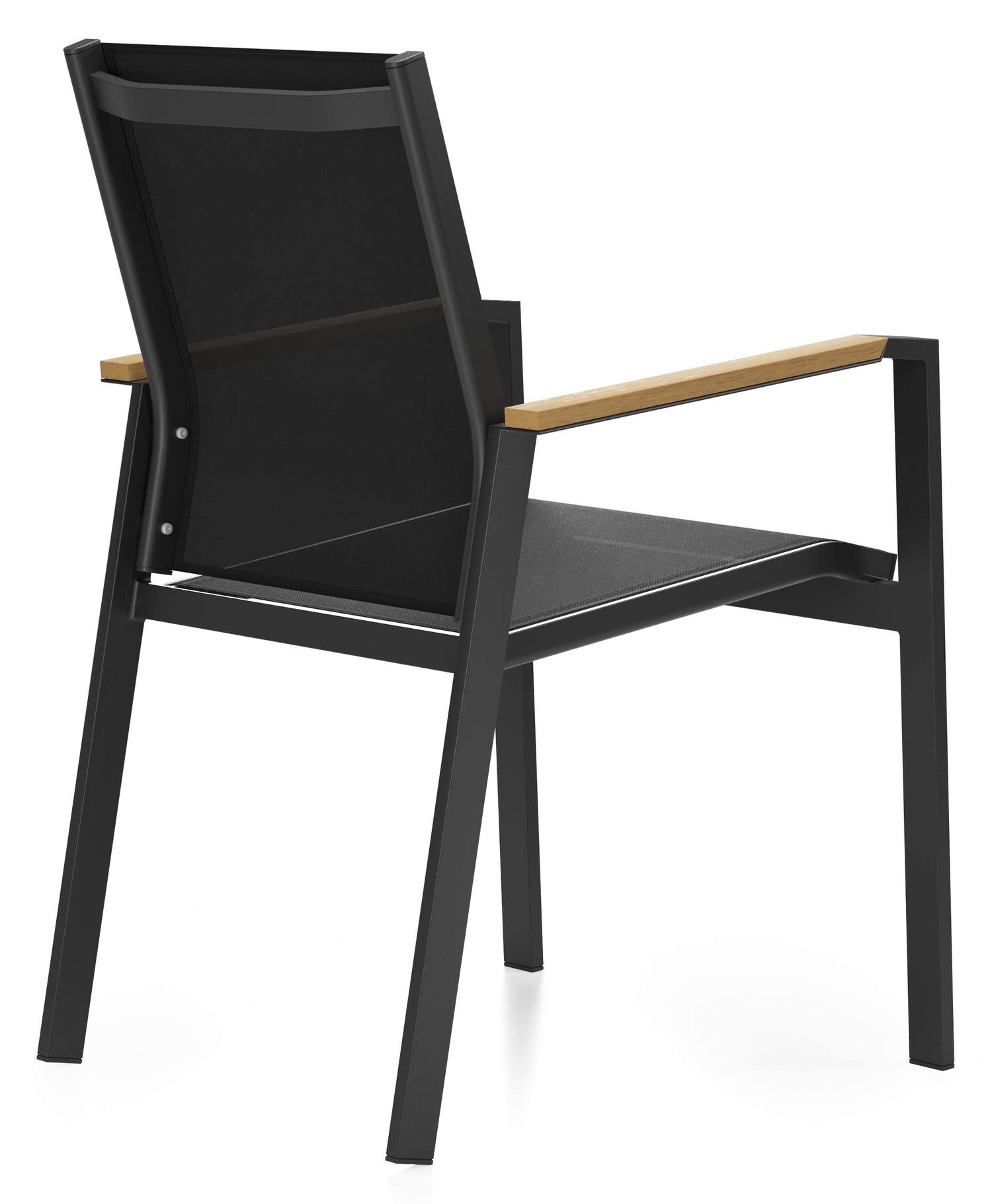 Bahia tuinstoel in zwart aluminium en zwart textilene en polywood armleuning