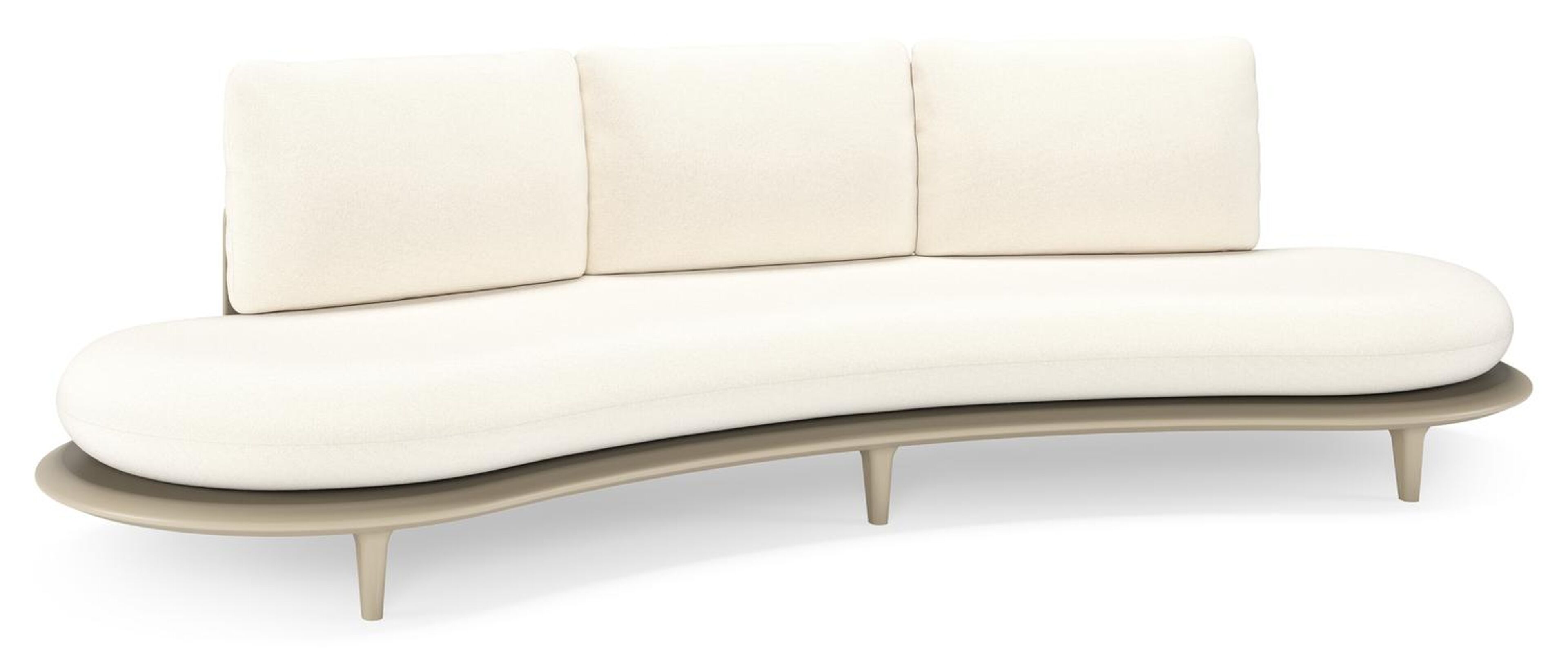 Bomero loungebank in beige aluminium met natte white all weather sunbrella® luxe kussen