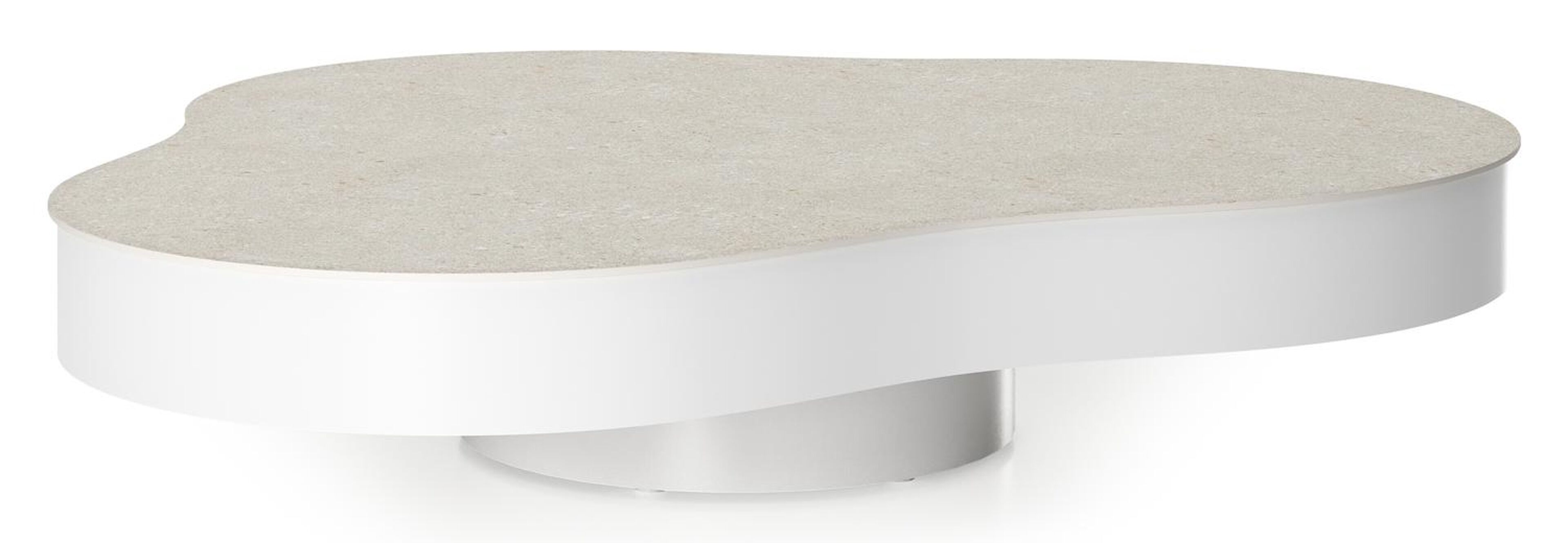 Lomano loungetafel in wit aluminium en volkeramiek Shilin - L 131 x B 108 x H 8 cm