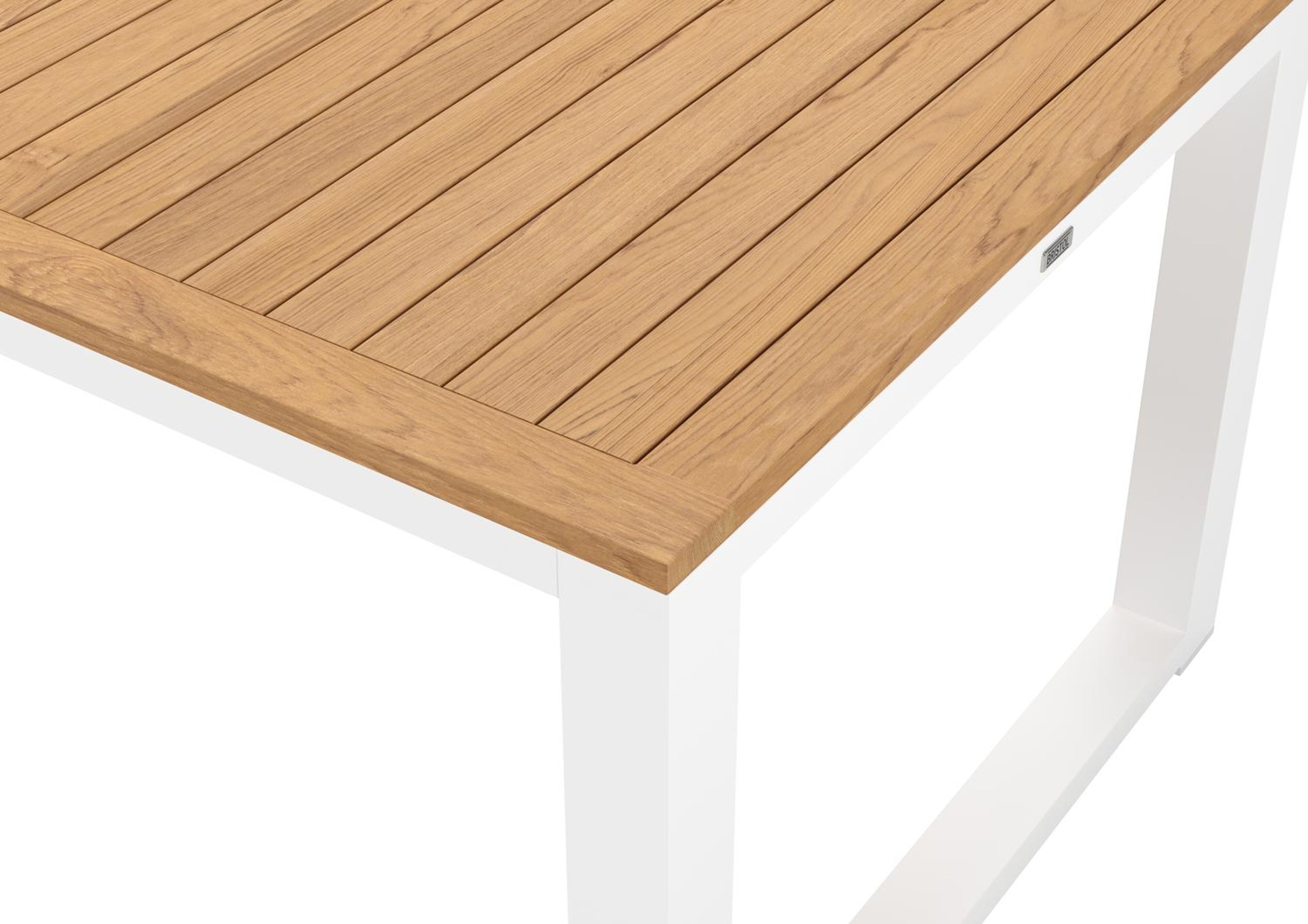 Livo tuintafel rechthoekig in wit aluminium en teak - L 270 x B 100 x H 73 cm