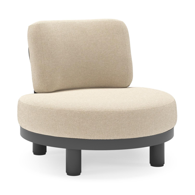 Donato loungestoel in zwart aluminium met all weather cosytica Althea Chalk kussen