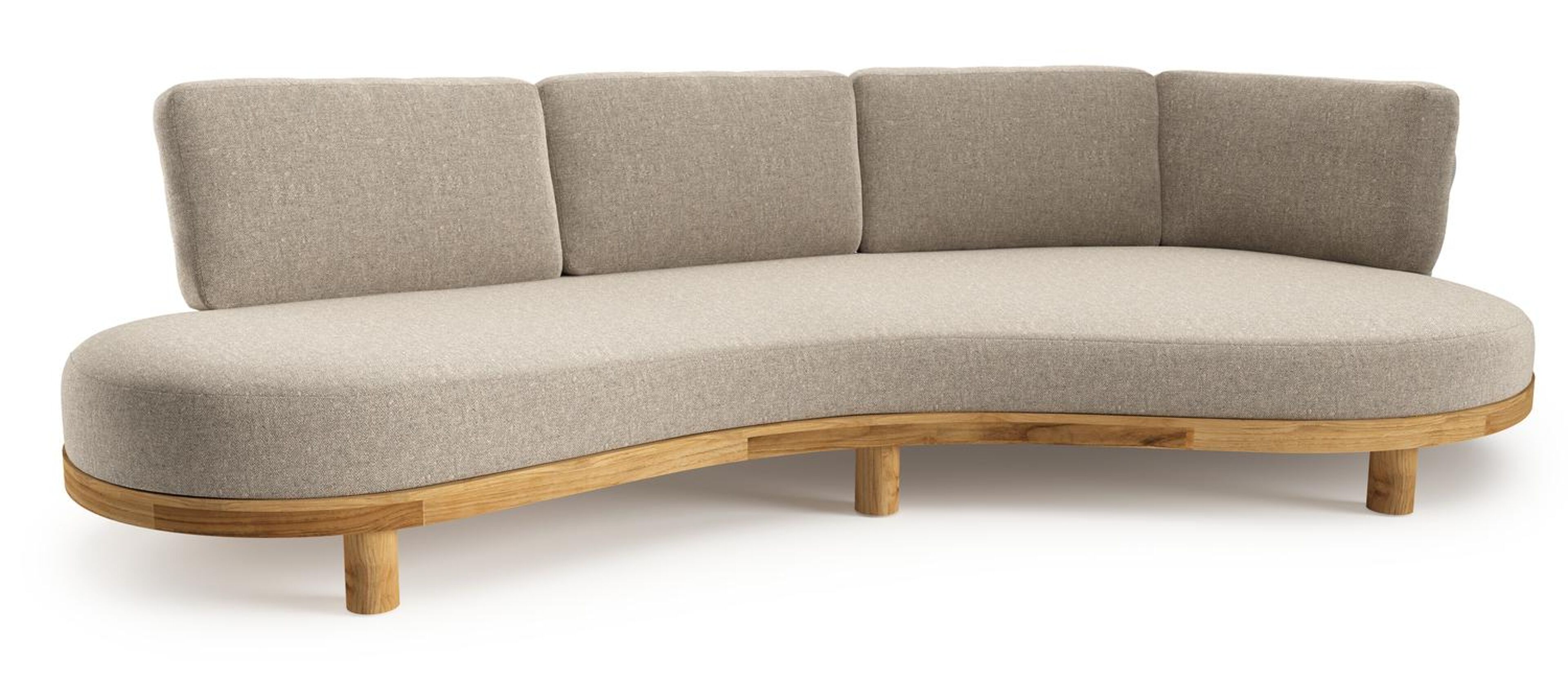 Donato loungebank in teak met chartres pewter all weather sunbrella® luxe kussen