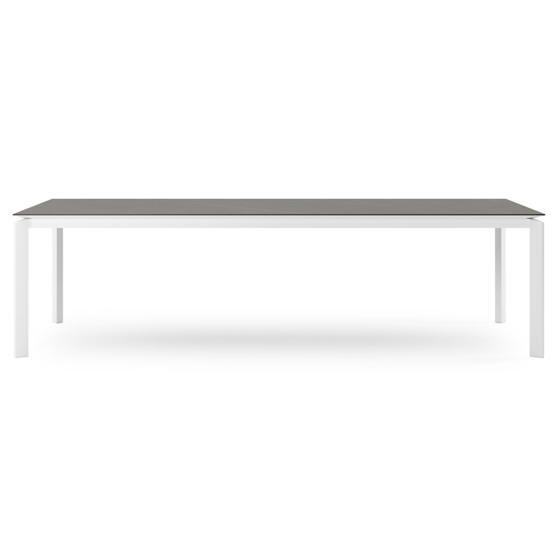 Table de jardin Cirello rectangulaire en aluminium blanc et céramique pleine Calatorao - Lg. 280 x Lrg. 110 x Haut. 75 cm