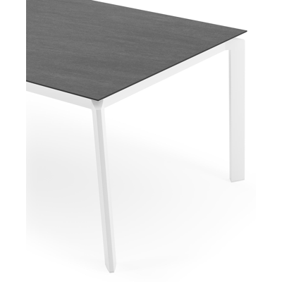 Cirello tuintafel rechthoekig in wit aluminium en volkeramiek Basalt Black - L 200 x B 100 x H 75 cm