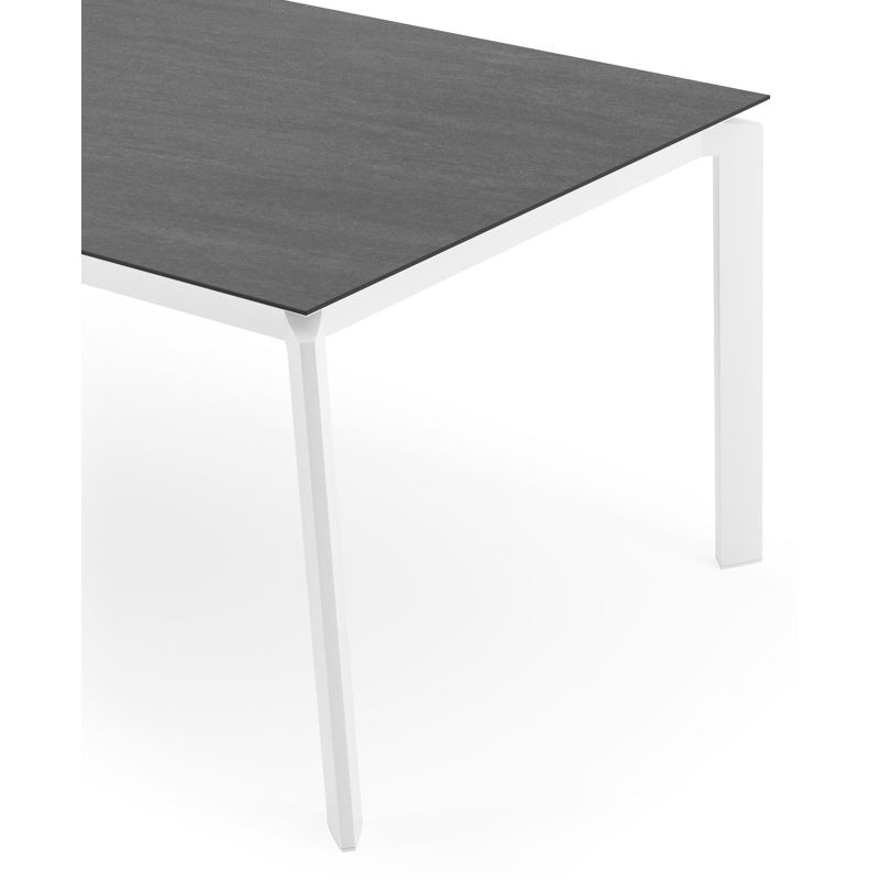 Cirello tuintafel rechthoekig in wit aluminium en volkeramiek Basalt Black - L 200 x B 100 x H 75 cm