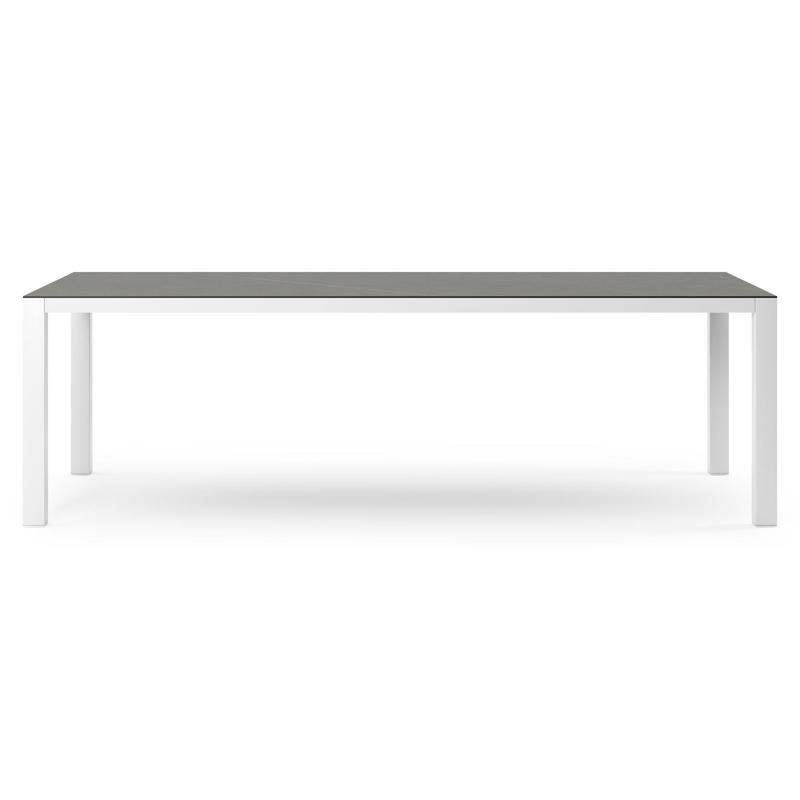 Como tuintafel in wit aluminium en volkeramiek Calatorao - L 240 x B 100 x H 75 cm