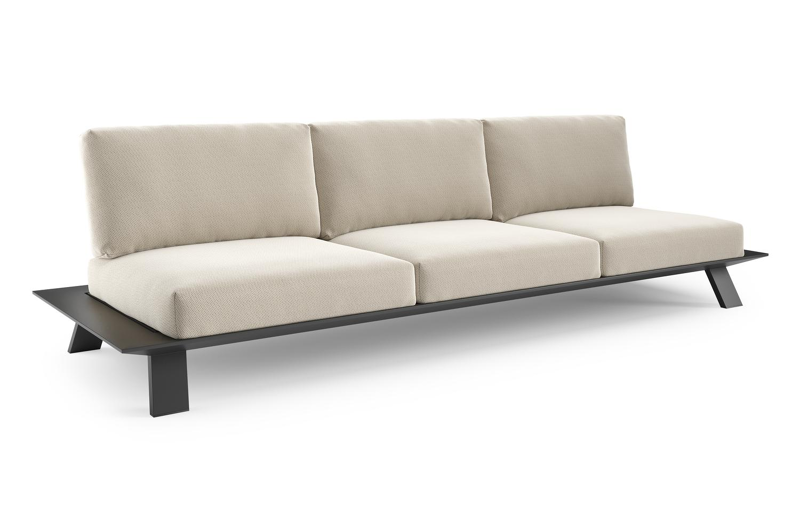 Cesano loungebank in zwart aluminium met lopi marble all weather Sunbrella® luxe kussen