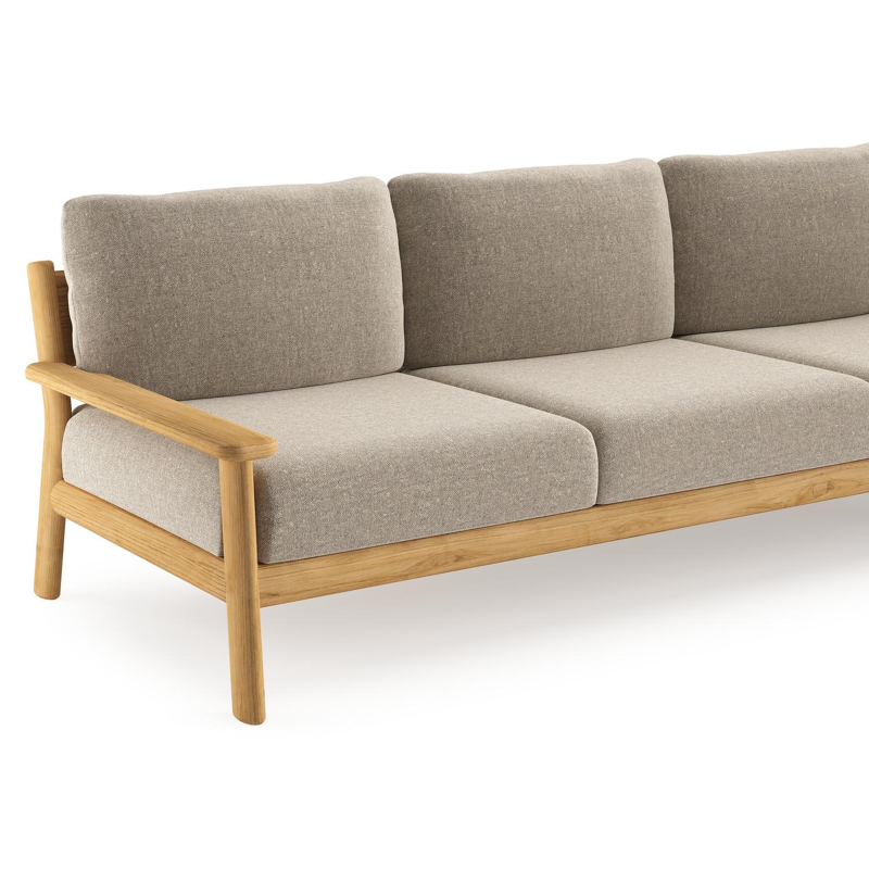 Amaro loungebank in teak met chartres pewter all weather sunbrella® luxe kussen