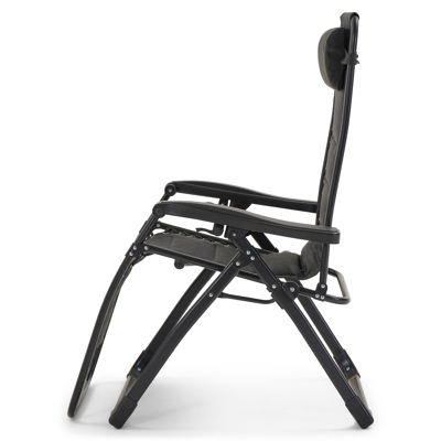 Set van 2 Rio relaxstoelen in zwart aluminium en zwart textilene