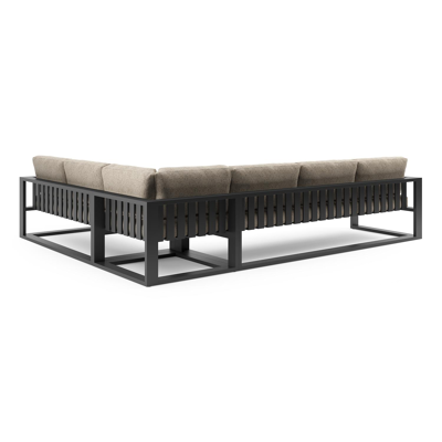 Verato loungehoek in zwart aluminium met bora jungle all weather cosytica kussen