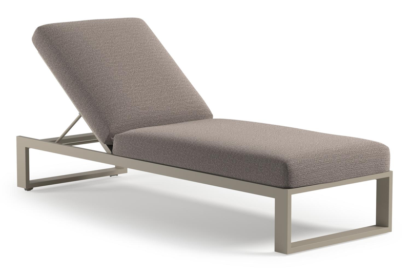 Verato verstelbaar ligbed in beige aluminium met wander granite all weather sunbrella® luxe