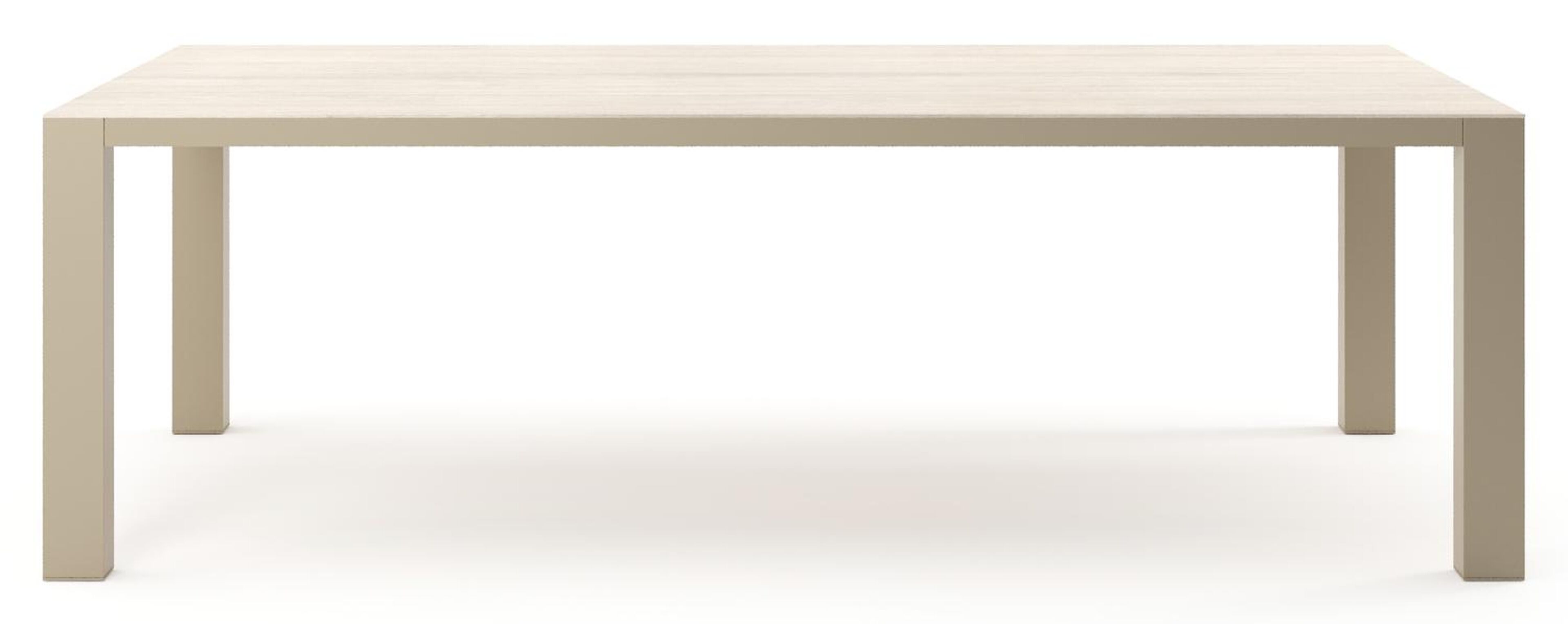 Table de jardin Nano rectangulaire en aluminium beige et céramique pleine Travertino Bianco - Lg. 240 x Lrg. 148 x Haut. 75 cm