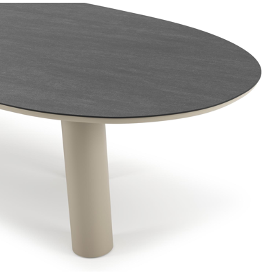 Organo tuintafel organisch in beige aluminium en volkeramiek Basalt Black - L 280 x B 120 x H 74 cm