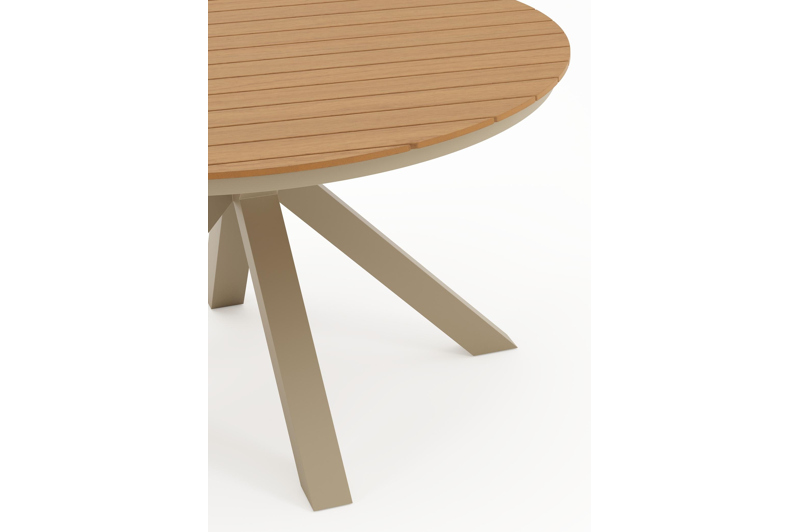 Tora tuinset in beige aluminium en polywood met 4 Paco tuinstoelen