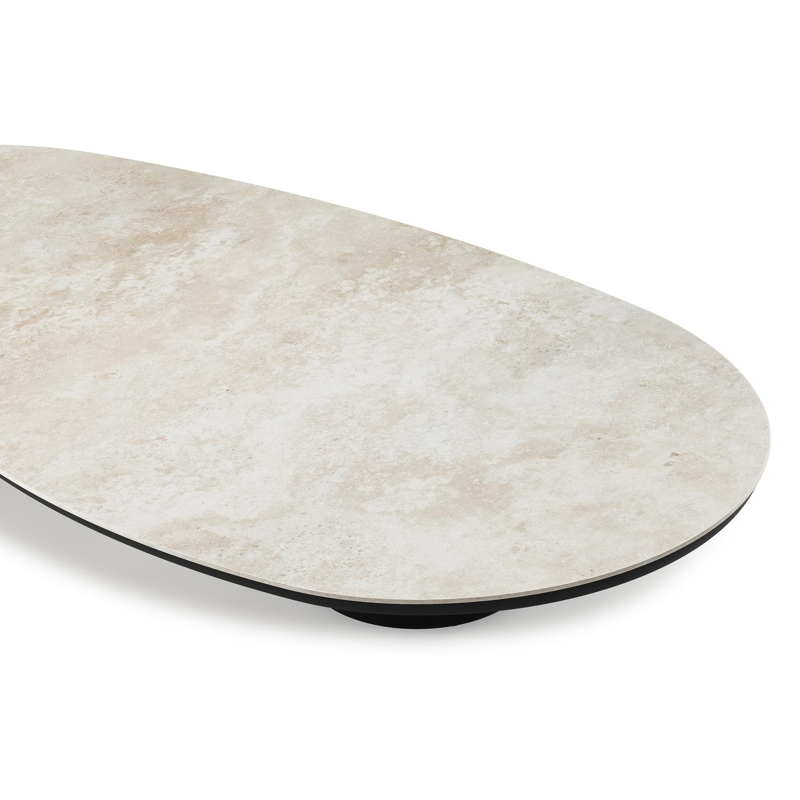 Table de basse Amico organique en aluminium noir et céramique pleine Rapolano - Lg. 170 x Lrg. 91 x Haut. 25 cm