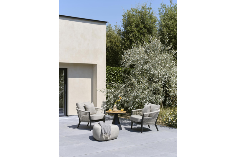 Masso poef in chartres pewter all weather sunbrella® luxe - B 90 x D 90 x H 35 cm