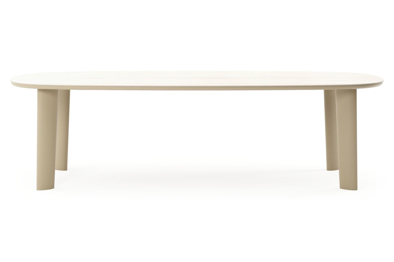 Amico tuintafel bombo in beige aluminium en volkeramiek Travertino Bianco - L 270 x B 125 x H 73.5 cm