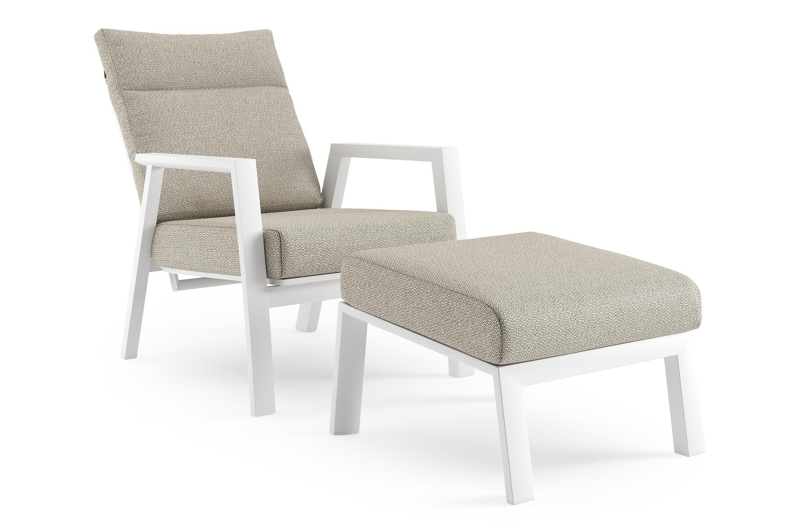 Avila loungestoel in wit aluminium met beige kussen