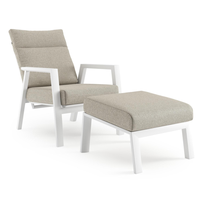Avila loungestoel in wit aluminium met beige kussen