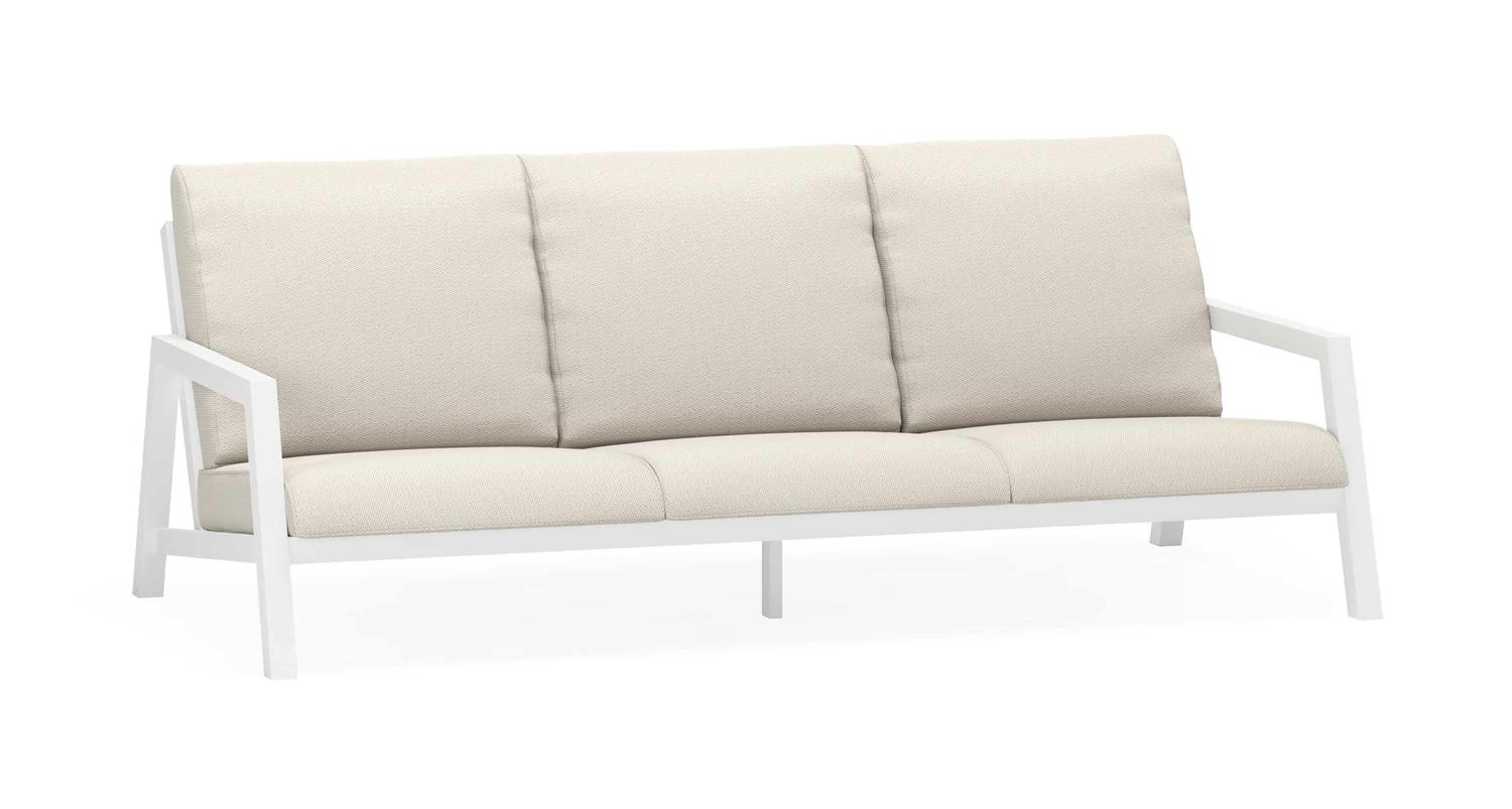 Zen'so loungebank 3-zit in wit aluminium met lopi marble all weather sunbrella® luxe kussen