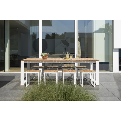 Verato krukje in wit aluminium en naturel teak