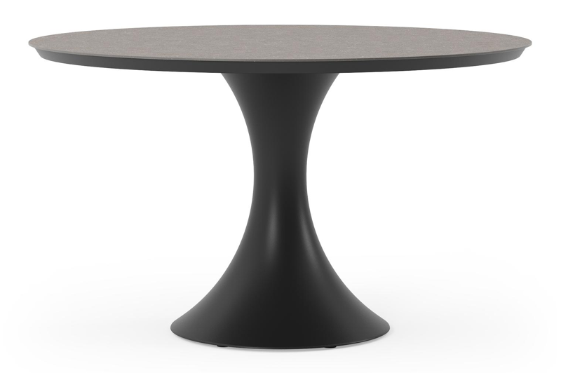 Fano tuintafel rond in zwart aluminium en volkeramiek wulong - Dia. 130 x H 75 cm
