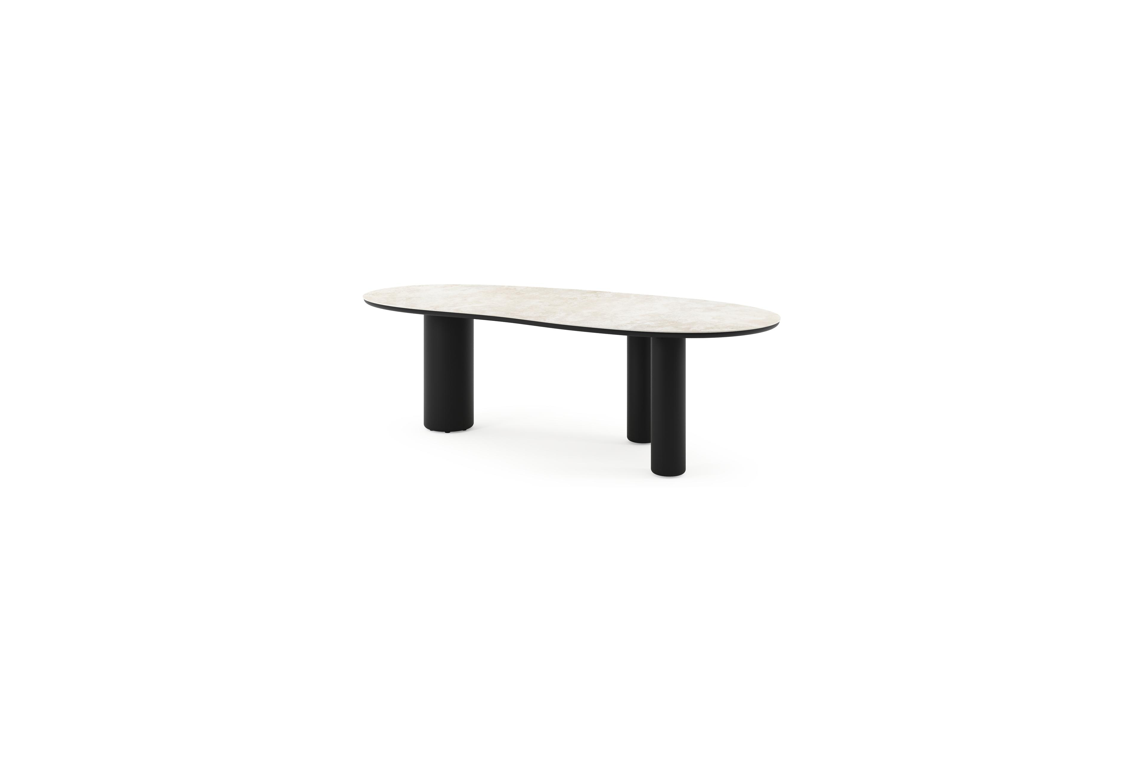 Amico tuintafel organisch in zwart aluminium en volkeramiek Rapolano - L 240 x B 110 x H 73.5 cm