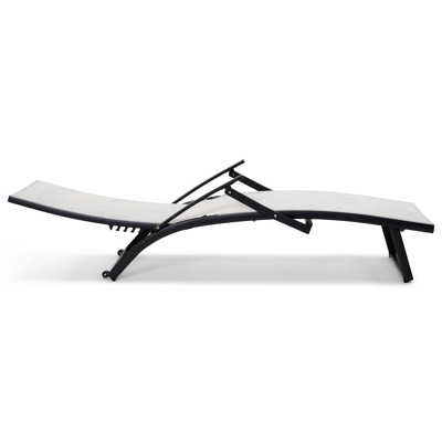 Chaise longue réglable Calvia en aluminium noir avec textilène gris