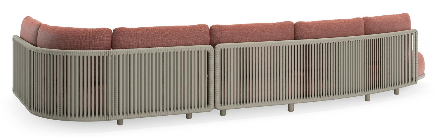 Salon de jardin d'angle Lomano en aluminium beige et corde luxe plate tissÃ©e verticalement beige et coussins en all weather sunbrellaÂ® luxe Slow Alezan