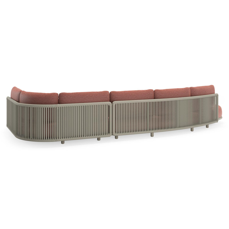 Salon de jardin d'angle Lomano en aluminium beige et corde luxe plate tissÃ©e verticalement beige et coussins en all weather sunbrellaÂ® luxe Slow Alezan