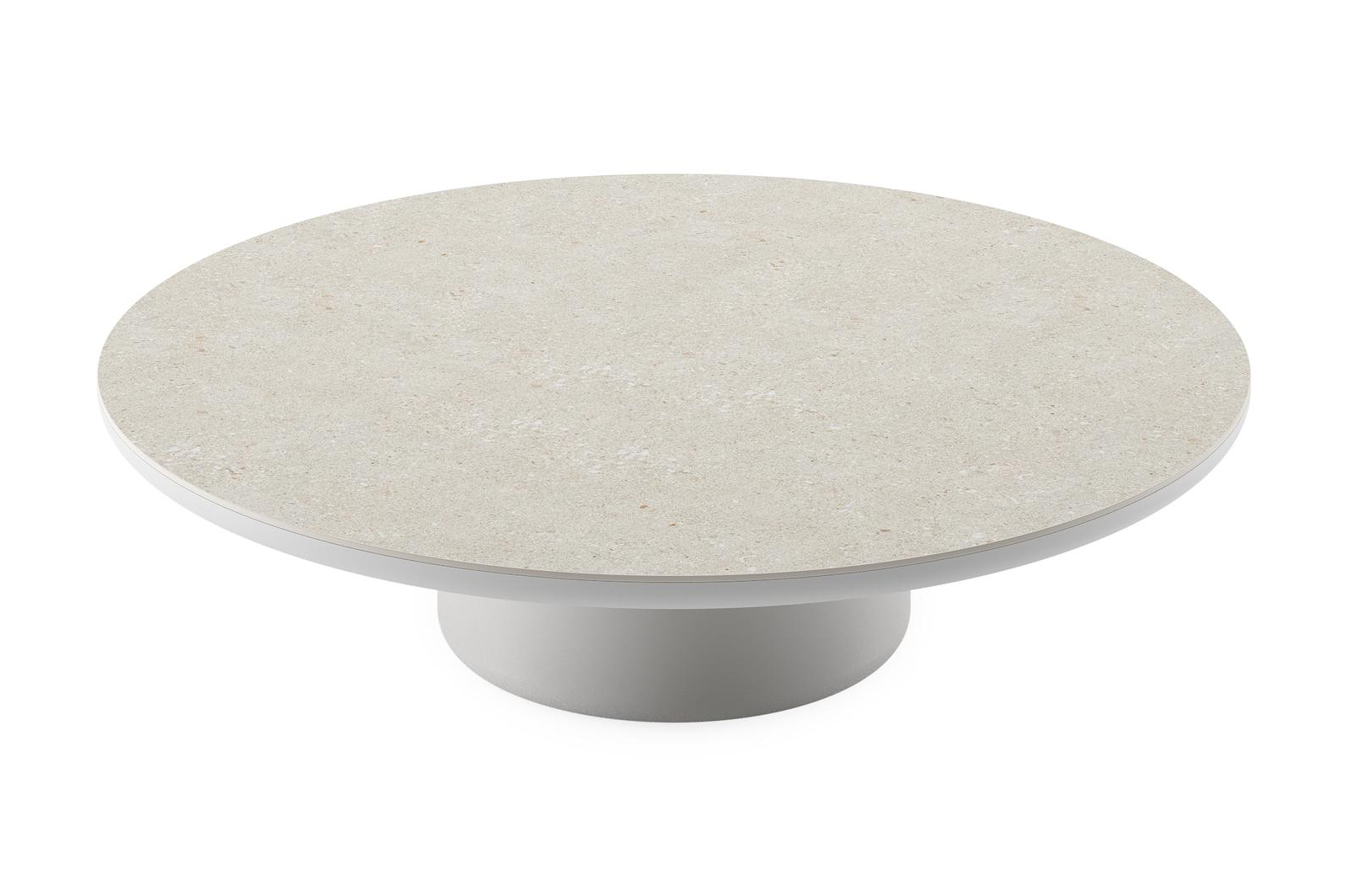 Table de basse Amico ronde en aluminium blanc et céramique pleine Shilin - Diam. 110 x Haut. 28 cm