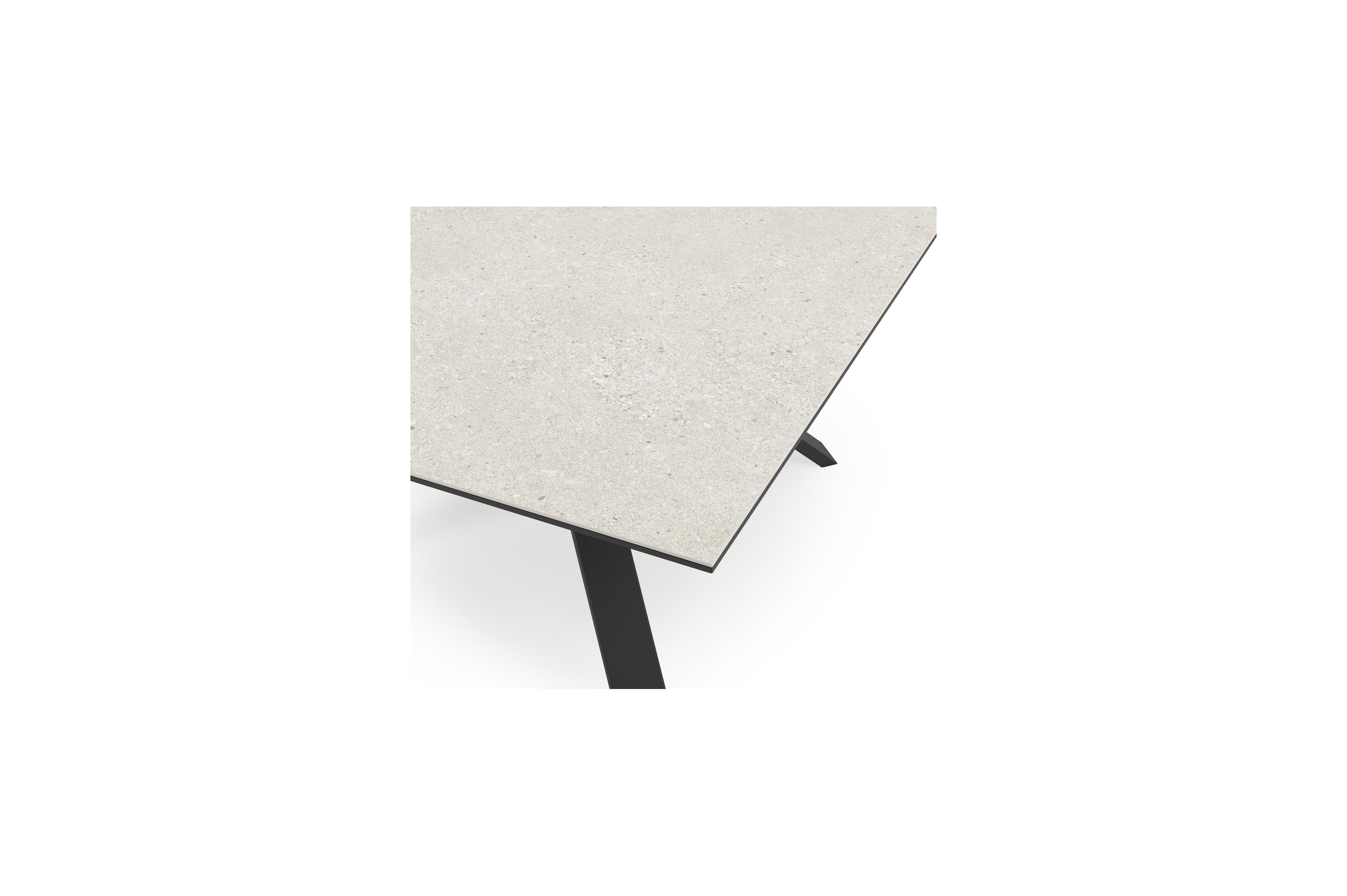 Cesano tuintafel in zwart aluminium en volkeramiek shilin - L 148 x B 148 x H 74,5 cm
