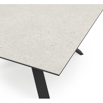 Cesano tuintafel in zwart aluminium en volkeramiek shilin - L 148 x B 148 x H 74,5 cm