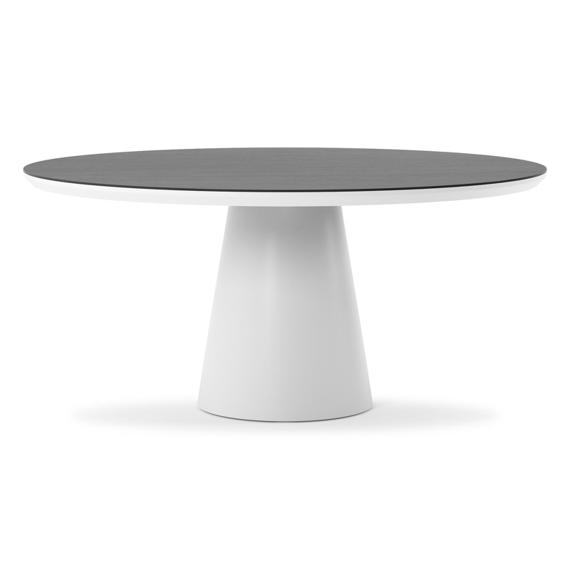 Donato tuintafel rond in wit aluminium en volkeramiek Basalt Black - Dia. 148 x H 75 cm