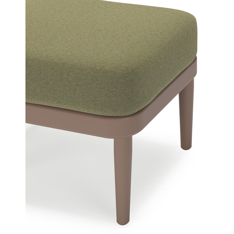 Pouf Orso en aluminium taupe et coussins en all weather sunbrella® luxe Heritage Leaf