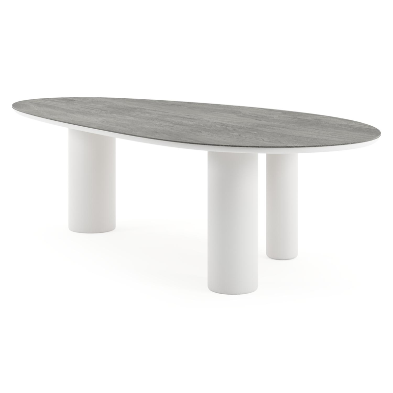 Amico tuintafel mango in wit aluminium en volkeramiek Aspen Grey - L 260 x B 130 x H 73.5 cm