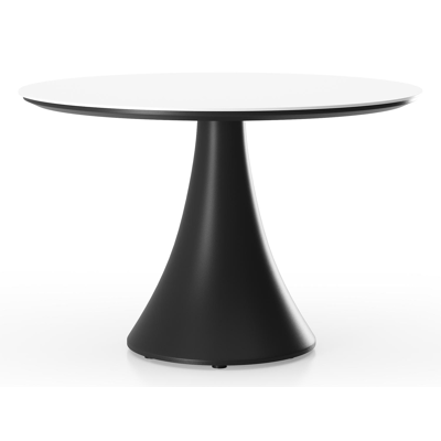 Fano low dining low dining loungetafel rond in zwart aluminium en volkeramiek Arctic White - Dia. 85 x H 55 cm