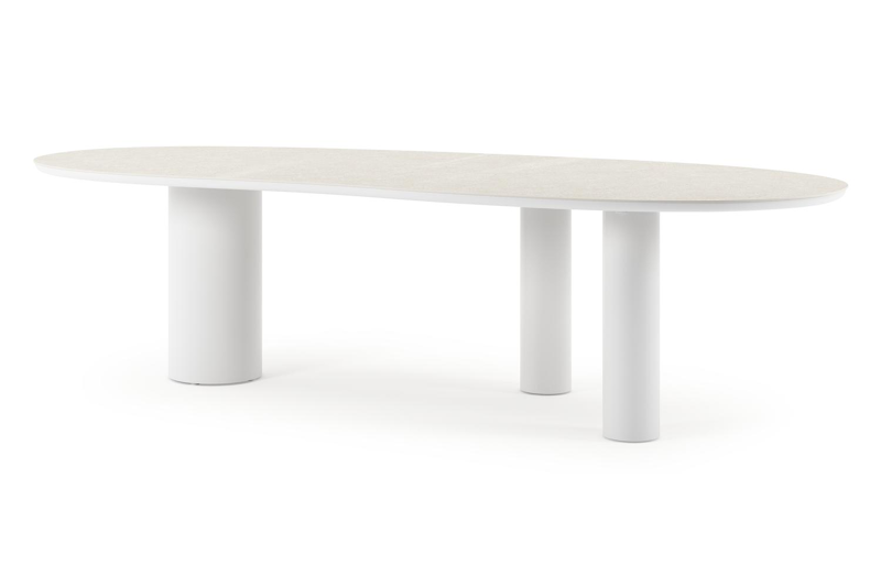 Organo tuintafel organisch in wit aluminium en volkeramiek Shilin L 280 x B 120 x H 74 cm x H 74 cm