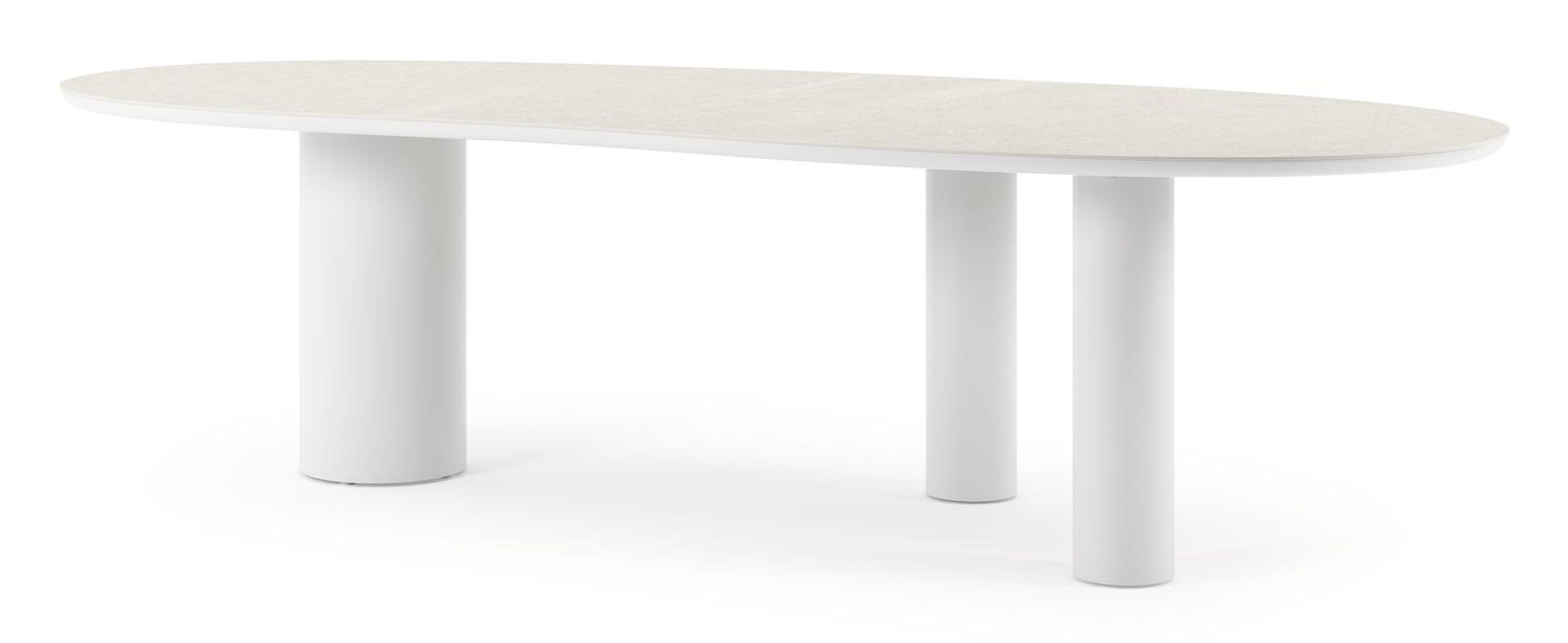 Organo tuintafel organisch in wit aluminium en volkeramiek Shilin L 280 x B 120 x H 74 cm