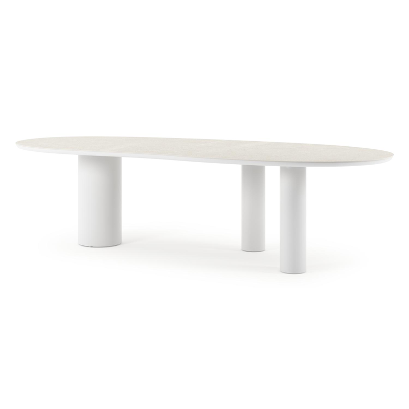 Organo tuintafel organisch in wit aluminium en volkeramiek Shilin L 280 x B 120 x H 74 cm