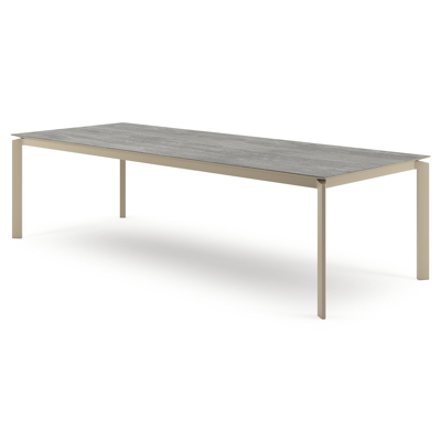 Cirello tuintafel rechthoekig in beige aluminium en volkeramiek Aspen Grey - L 280 x B 110 x H 74.5 cm