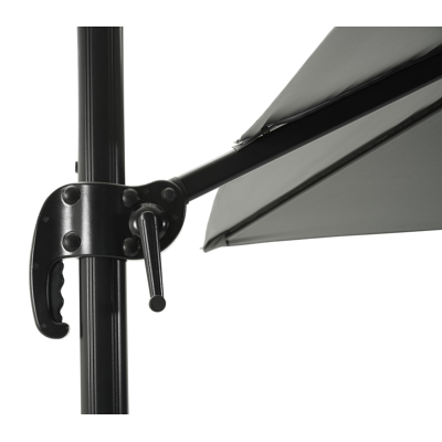 Calpe zweefparasol met tiltfunctie in zwart aluminium met grijs polyester parasoldoek - L1 270 x L2 270 cm (met voet)