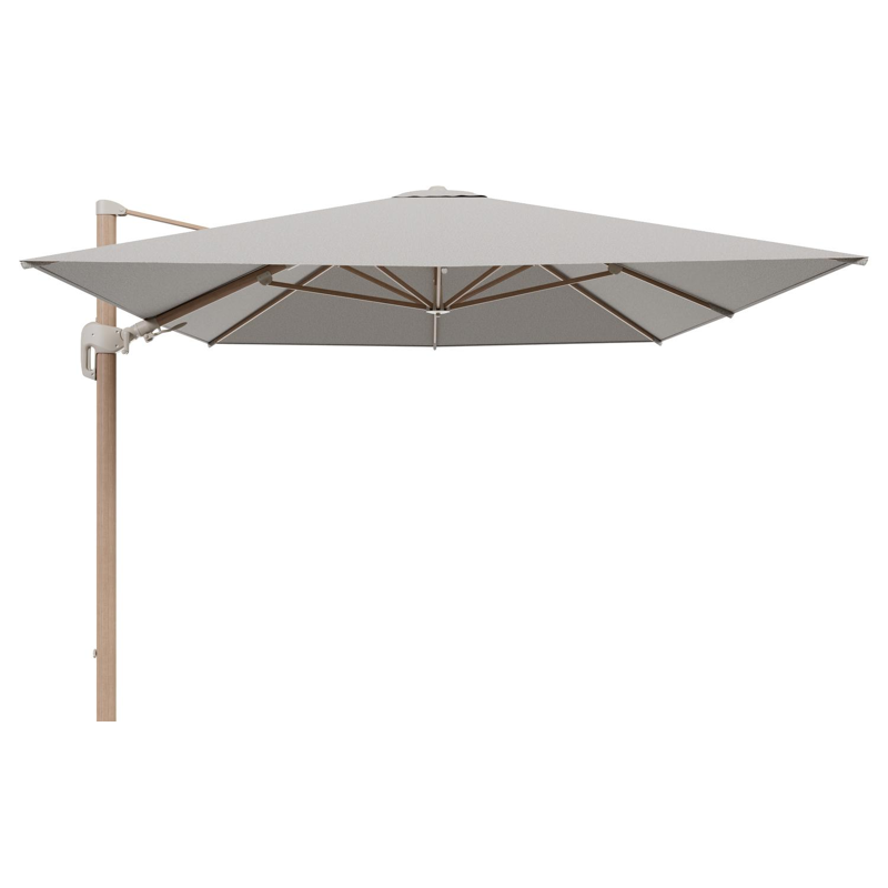 Parasol pendant Rufina avec fonction tilt en aluminium aspect de bois et toile de parasol en All Weather Solica Firenze Sand  - Lg.1 400 x Lg.2 300 cm (sans pied de parasol