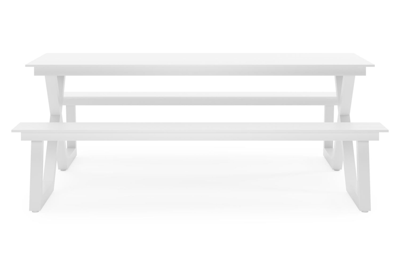 Mundo picknicktafel in wit aluminium - L 200 x B 174 x H 75 cm