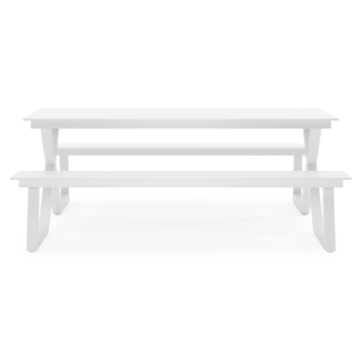 Table de pique-nique Mundo en aluminium blanc - Lg 200 x Larg 174 x H 75 cm