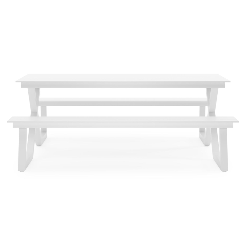 Mundo picknicktafel in wit aluminium - L 200 x B 174 x H 75 cm