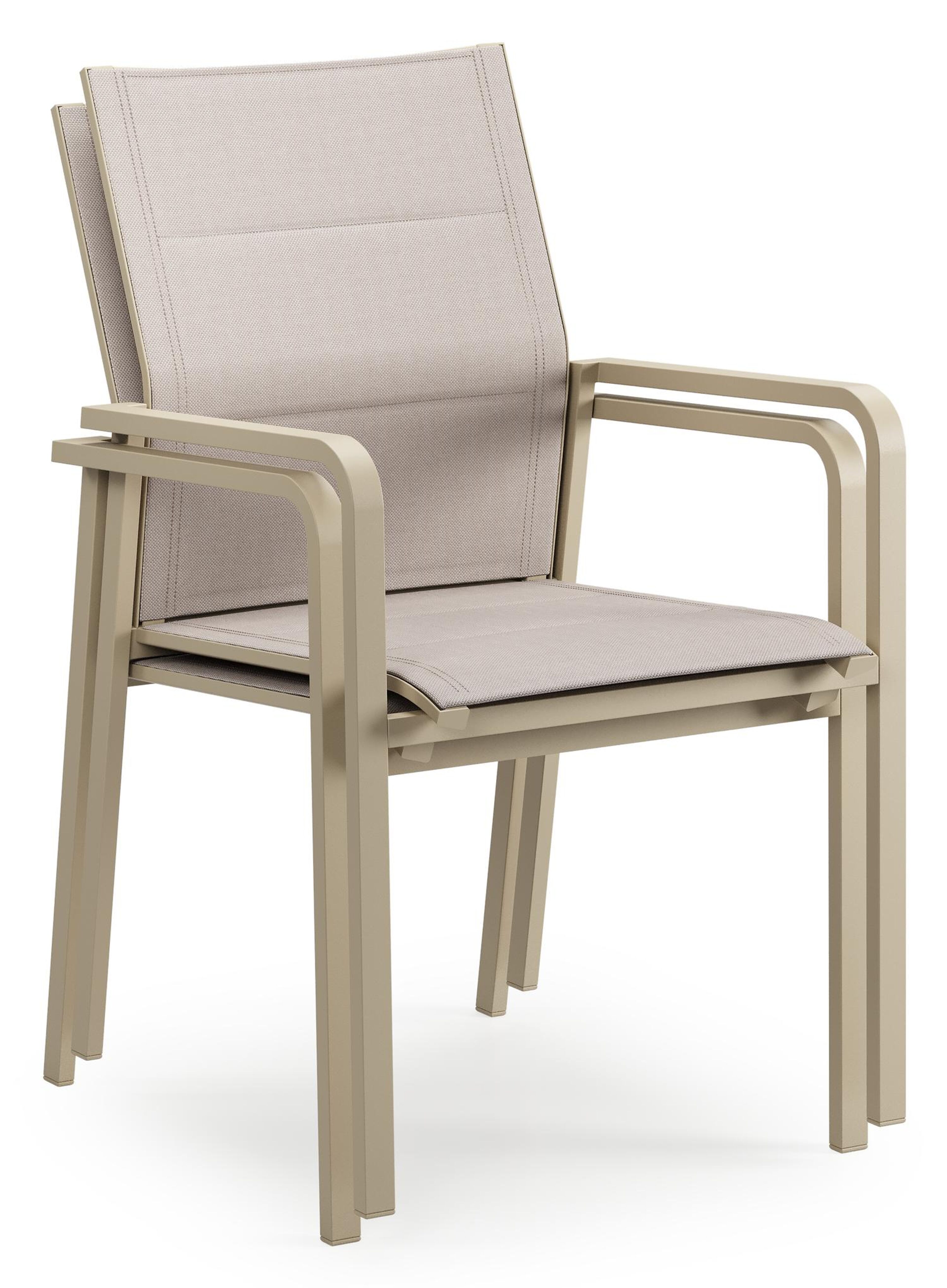 Como stapelbare tuinstoel in beige aluminium en beige dubbele comfort textilene