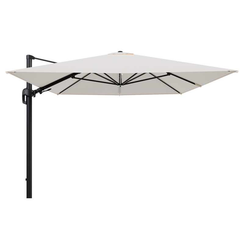Rufina zweefparasol tiltfunctie in zwart aluminium en parasoldoek in All Weather Sunbrella® Luxe Natte Linen Chalk - L1 400 x L2 300 cm (zonder voet) (zonder voet)