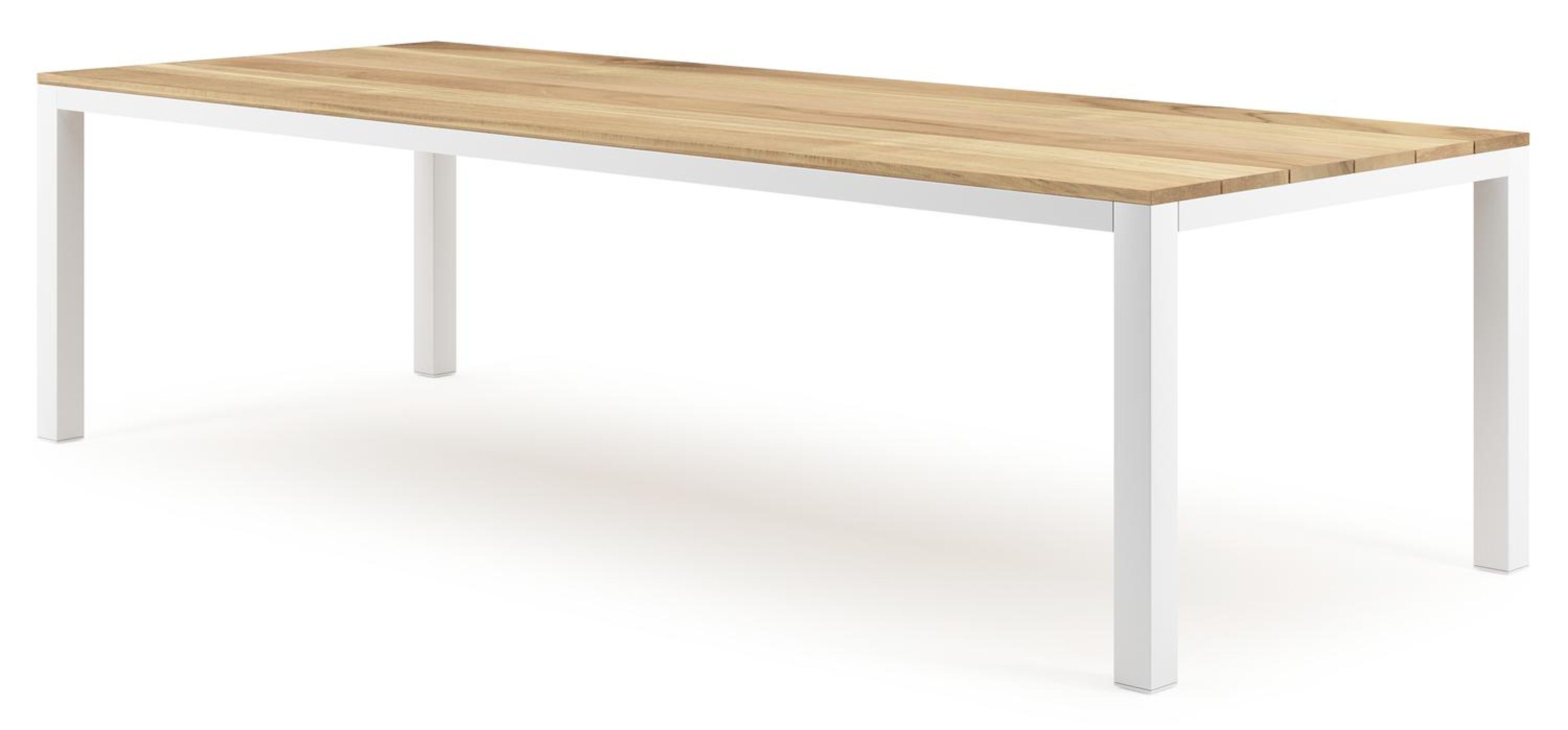 Capri tuintafel in wit aluminium en teak - L 280 x B 110 x H 75,5 cm