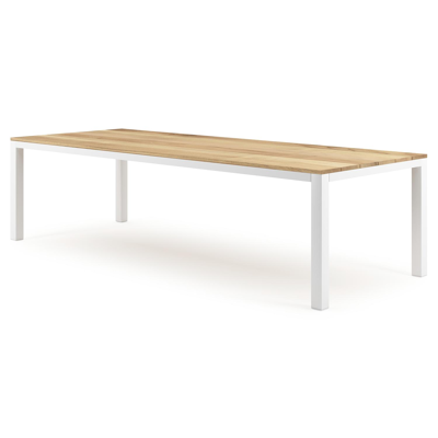 Capri tuintafel in wit aluminium en teak - L 280 x B 110 x H 75,5 cm